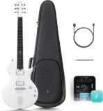 Enya E-Gitarre Nova Go Sonic – Weiße Intelligente E-Gitarre aus Kohlefaser mit Kabellosem 10-W-Lautsprecher, Integrierten Voreinstellungen, Ladekabel, Einstellschlüssel und Gigbag