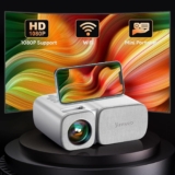 Beamer-Jimveo WiFi Mini Beamer 20000L 1080p Full HD Beamer 250”Display Mini Projektor LCD Heimkino/Outdoor/Kompatibel mit TV Stick/X-Box/DVD/Laptop/Smartphone Kleiner Beamer